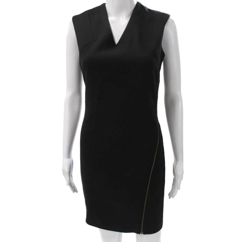 Helmut Helmut Lang Womens Sheath Dress Black V-Neck Zip Size S